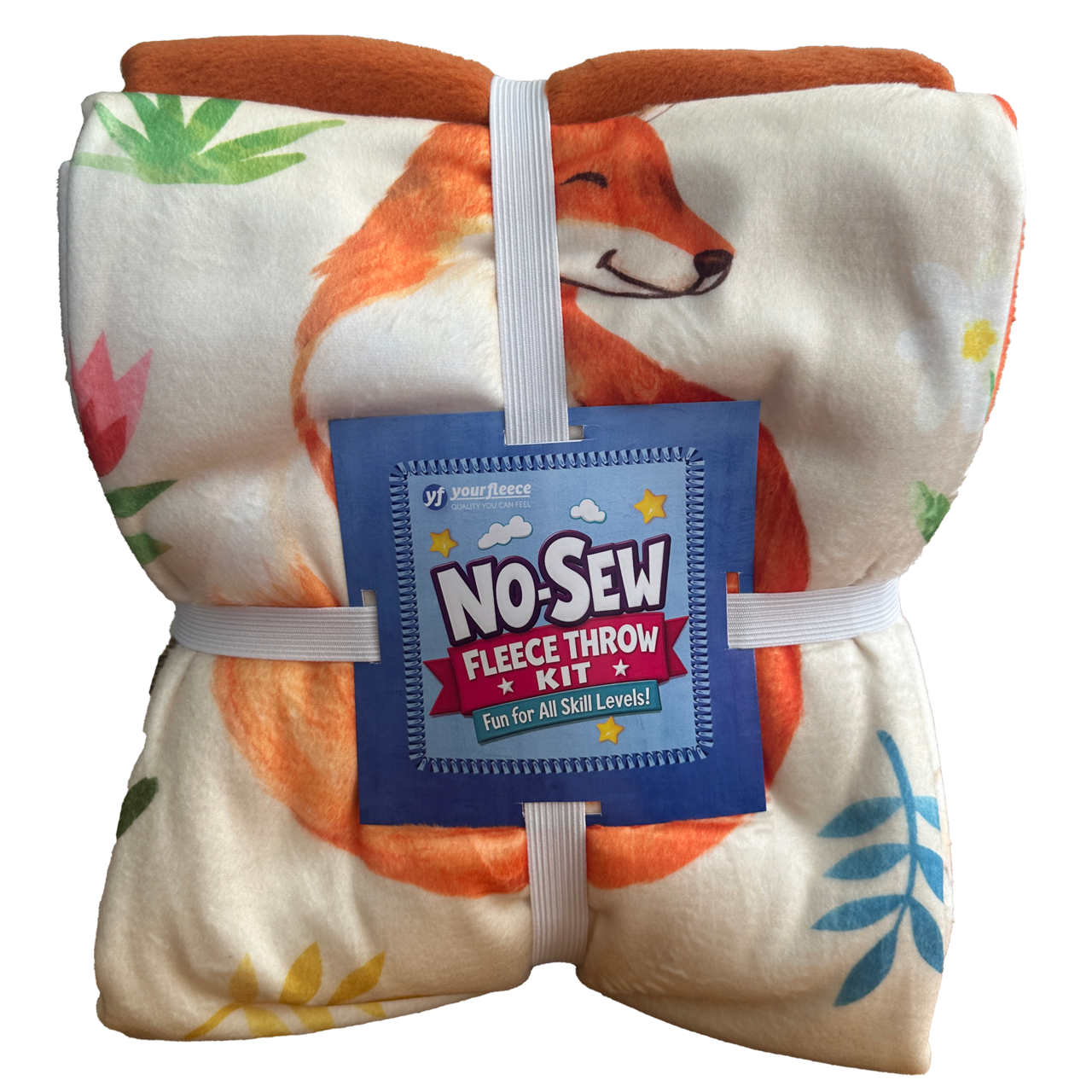 Animal Smiles Silky Premium Fleece No-Sew Throw Fleece Fabric Kit